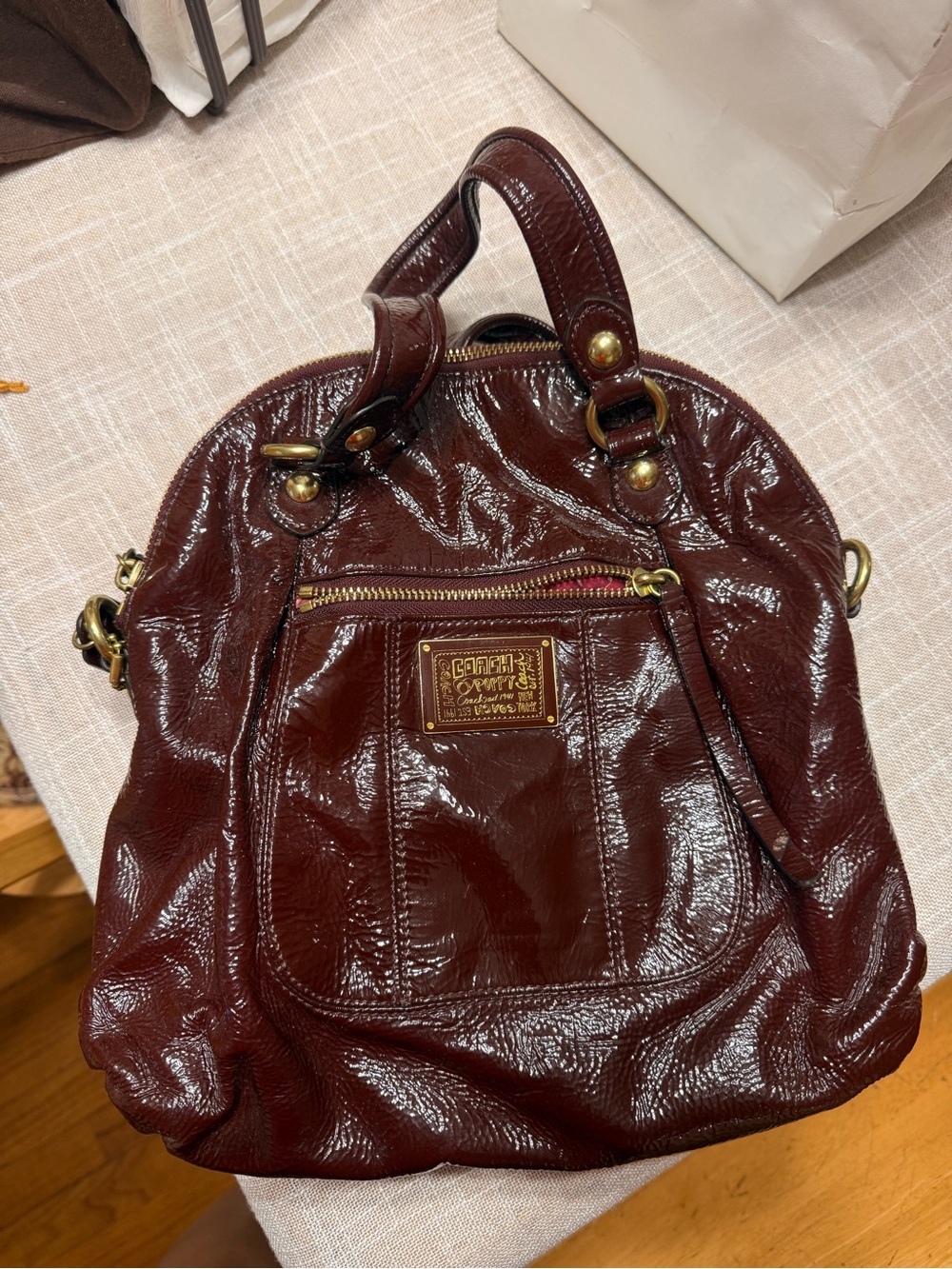 Vintage Coach Poppy Patent Leather Satchel #15868
